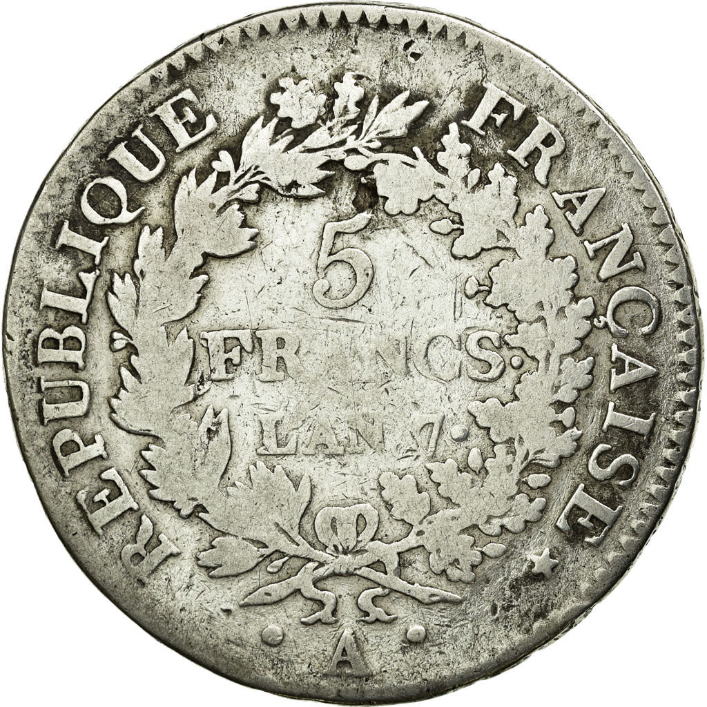 Coin, France, Union et Force, 5 Francs, 1798, Paris, VF(20-25), Silver