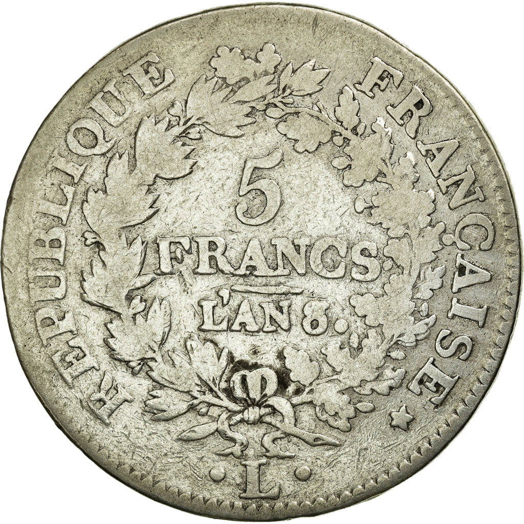Coin, France, Union et Force, 5 Francs, 1799, Bayonne, VF(20-25), Silver
