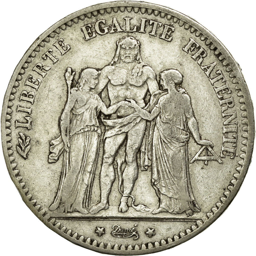 Coin, France, Hercule, 5 Francs, 1877, Bordeaux, VF(30-35), Silver, KM:820.2