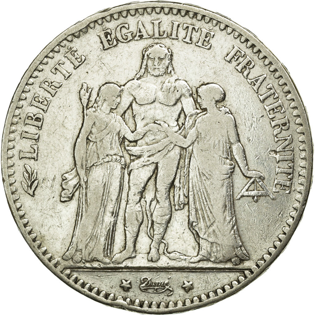 Coin, France, Hercule, 5 Francs, 1876, Bordeaux, VF(30-35), Silver, KM:820.2