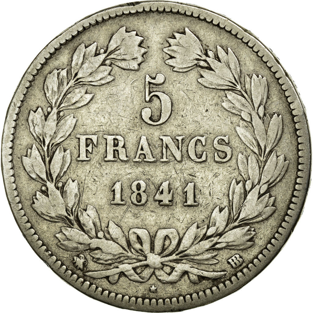 Coin, France, Louis-Philippe, 5 Francs, 1841, Strasbourg, VF(20-25), Silver