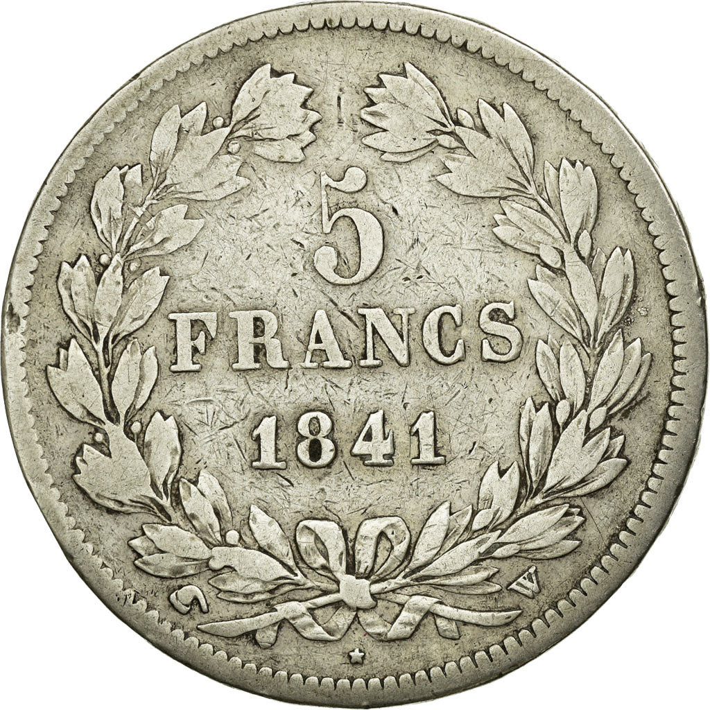 Coin, France, Louis-Philippe, 5 Francs, 1841, Lille, VF(30-35), Silver
