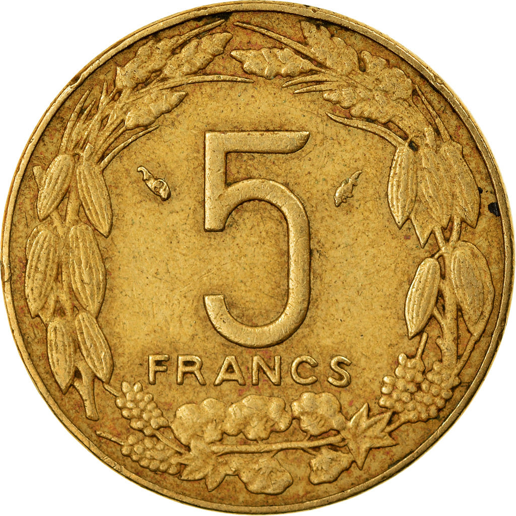 Moneda, Estados del África central, 5 Francs, 1957, Paris, MBC, Aluminio -