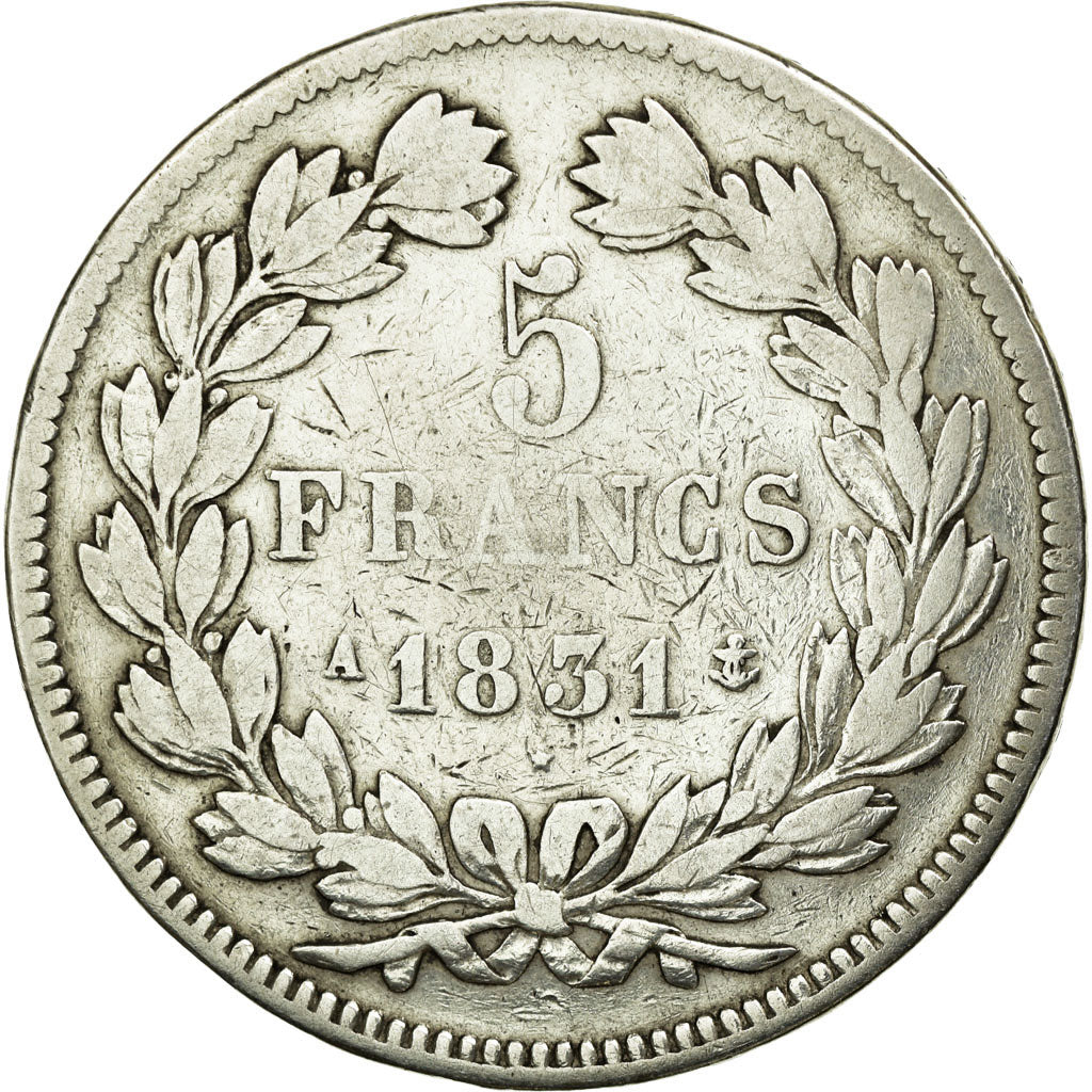 Coin, France, Louis-Philippe, 5 Francs, 1831, Paris, VF(20-25), Silver