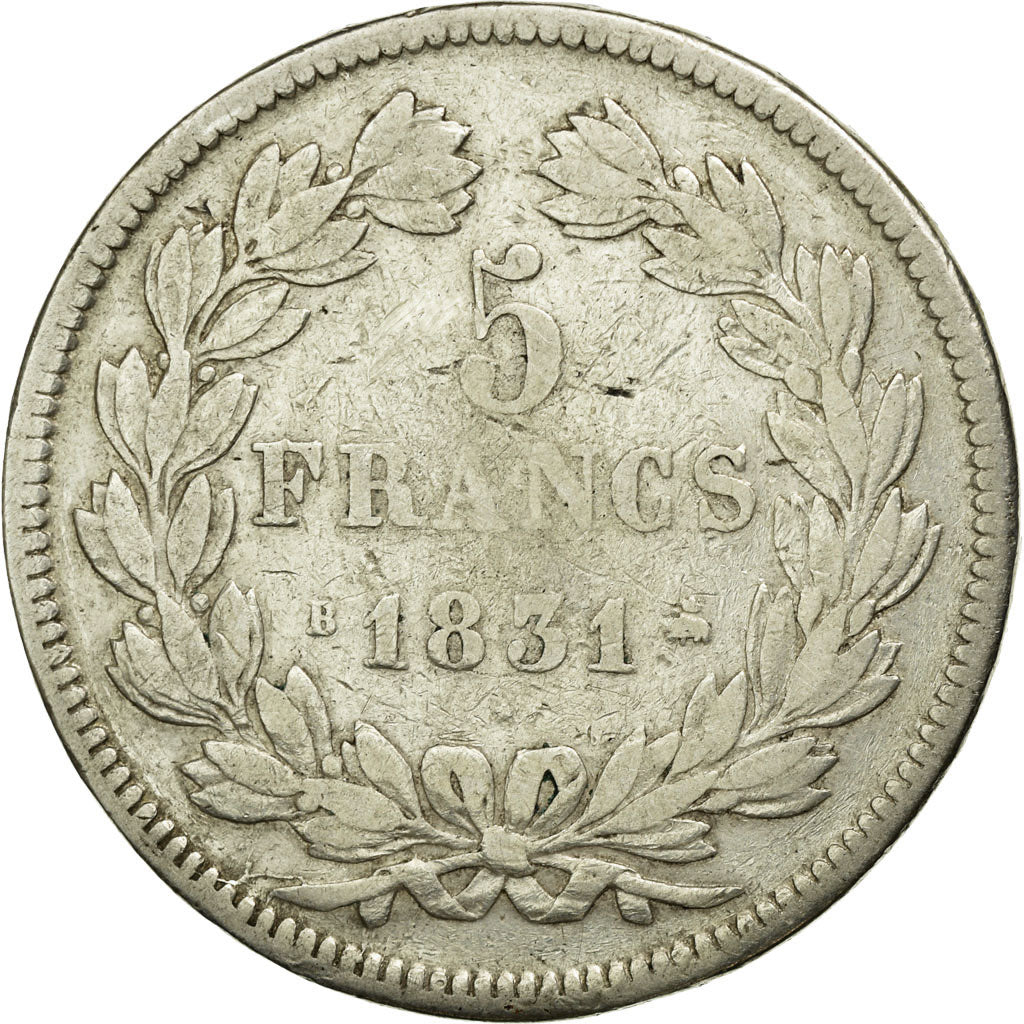Coin, France, Louis-Philippe, 5 Francs, 1831, Rouen, VF(20-25), Silver