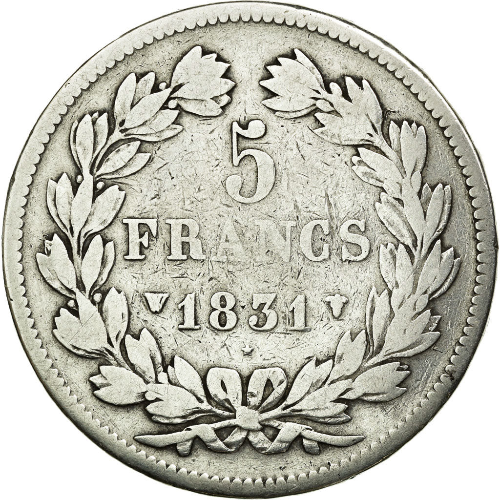Coin, France, Louis-Philippe, 5 Francs, 1831, Lille, VF(20-25), Silver