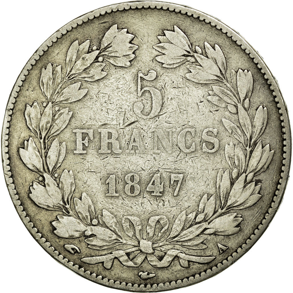Coin, France, Louis-Philippe, 5 Francs, 1847, Paris, VF(30-35), Silver