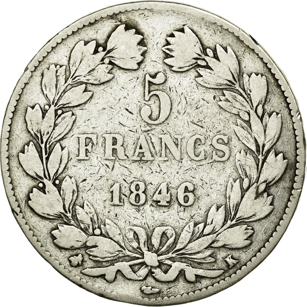 Coin, France, Louis-Philippe, 5 Francs, 1846, Bordeaux, VF(20-25), Silver