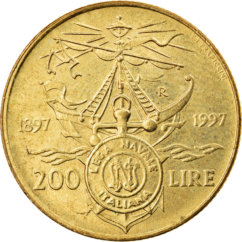Coin, Italy, 200 Lire, 1997, Rome, EF(40-45), Aluminum-Bronze, KM:186