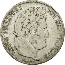 Coin, France, Louis-Philippe, 5 Francs, 1837, Lille, VF(20-25), Silver