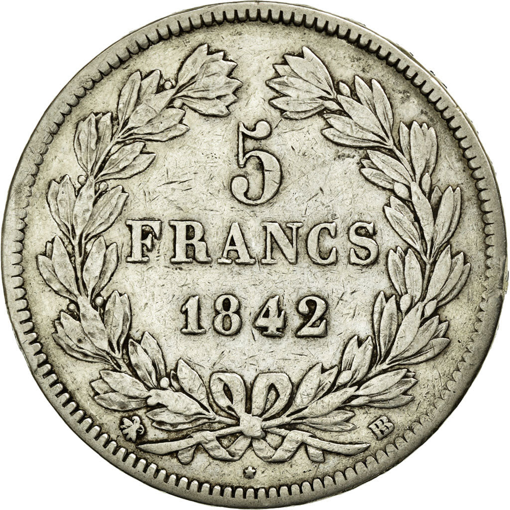 Monnaie, France, Louis-Philippe, 5 Francs, 1842, Strasbourg, TB, Argent