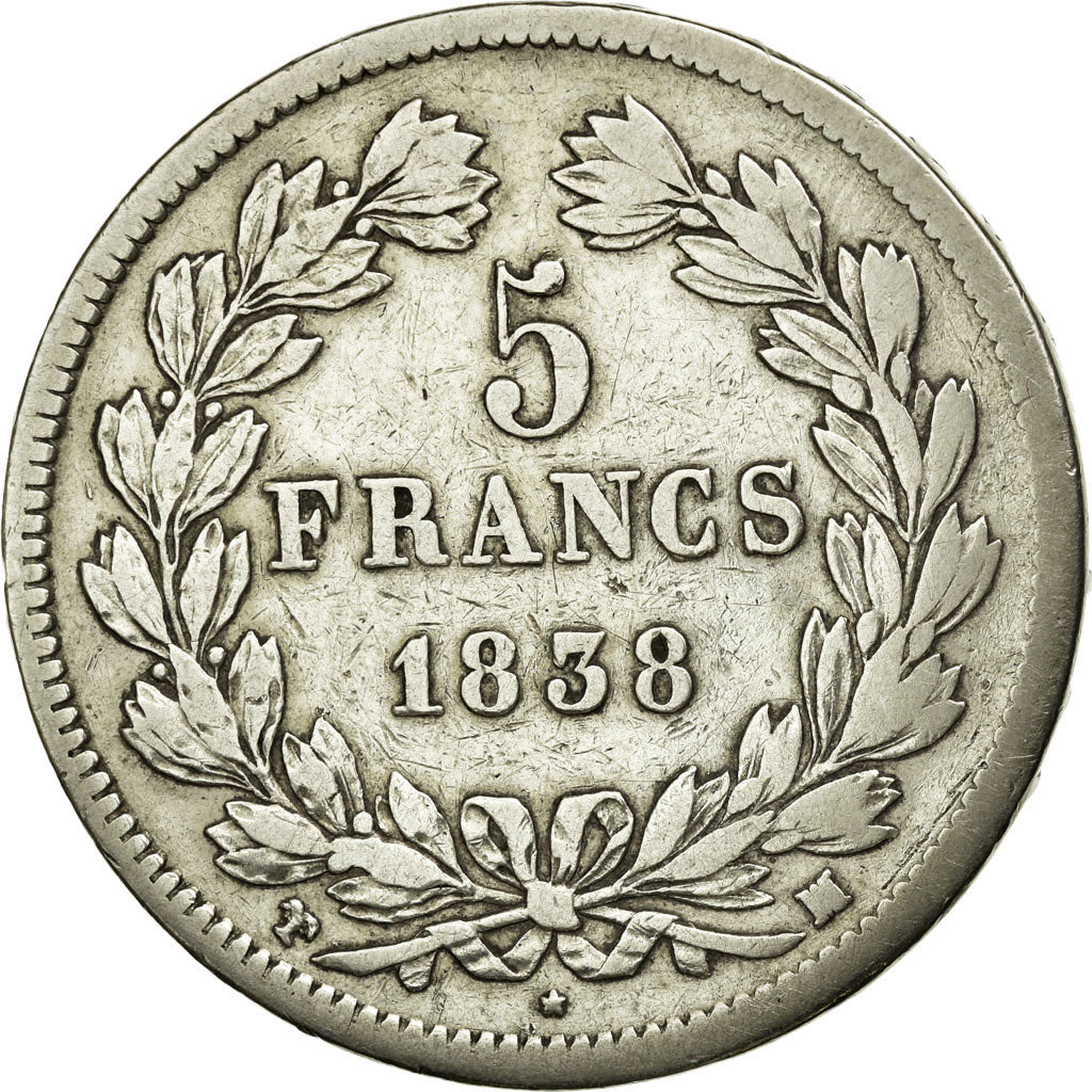 Coin, France, Louis-Philippe, 5 Francs, 1838, Marseille, VF(20-25), Silver