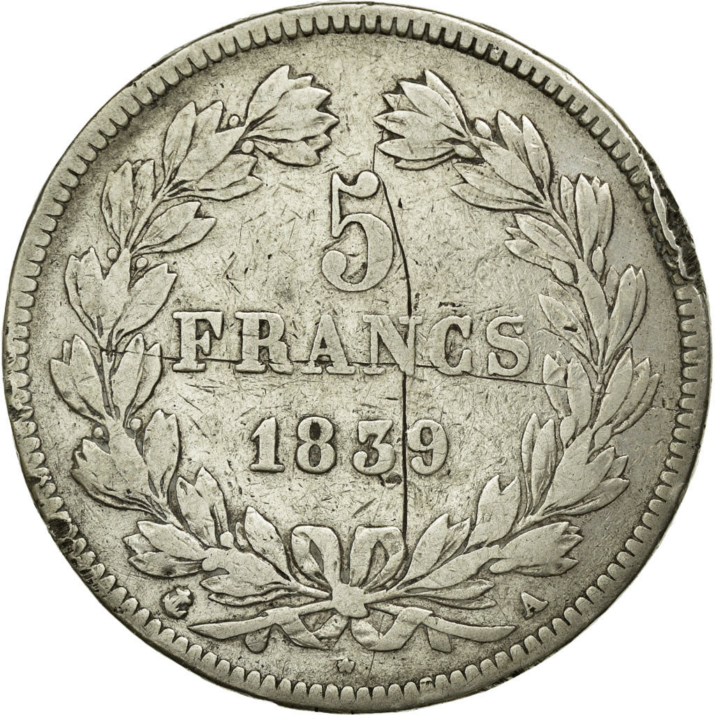 Monnaie, France, Louis-Philippe, 5 Francs, 1839, Paris, TB, Argent, KM:749.1