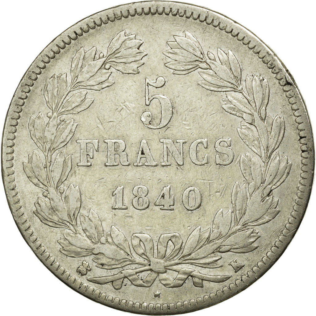 Coin, France, Louis-Philippe, 5 Francs, 1840, Bordeaux, VF(30-35), Silver
