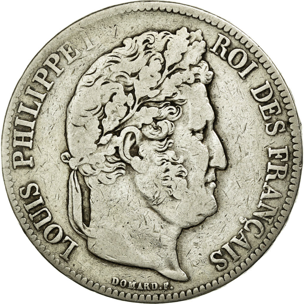 Coin, France, Louis-Philippe, 5 Francs, 1838, Strasbourg, VF(20-25), Silver