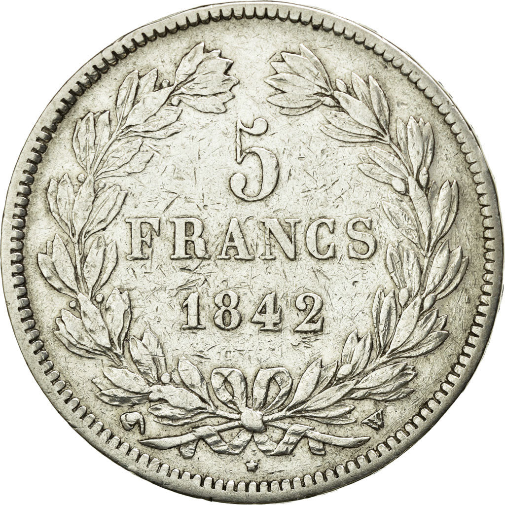 Coin, France, Louis-Philippe, 5 Francs, 1842, Lille, VF(30-35), Silver
