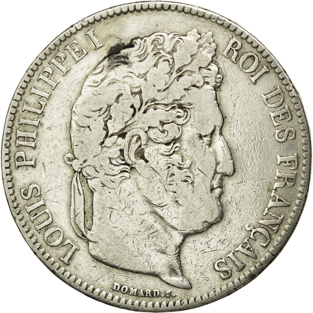 Coin, France, Louis-Philippe, 5 Francs, 1837, Rouen, VF(30-35), Silver