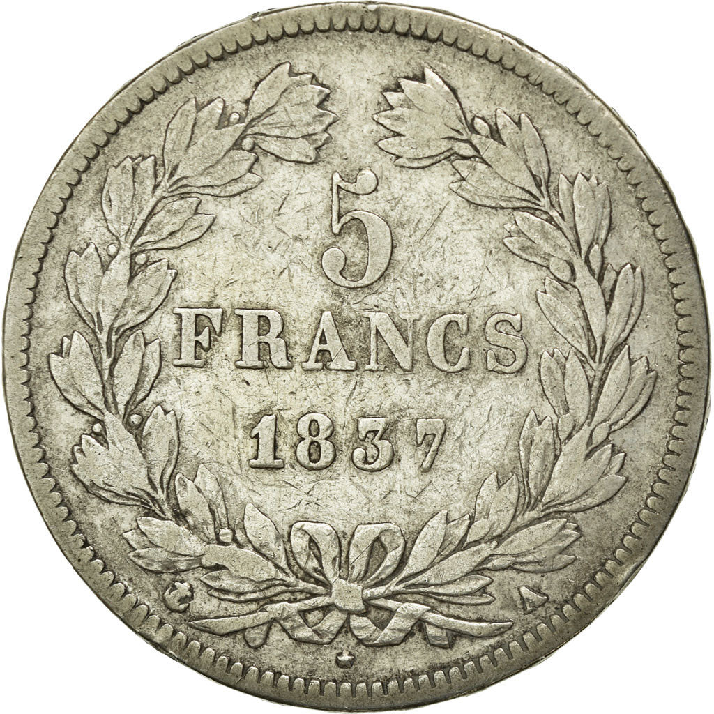 Monnaie, France, Louis-Philippe, 5 Francs, 1837, Paris, TB, Argent, KM:749.1