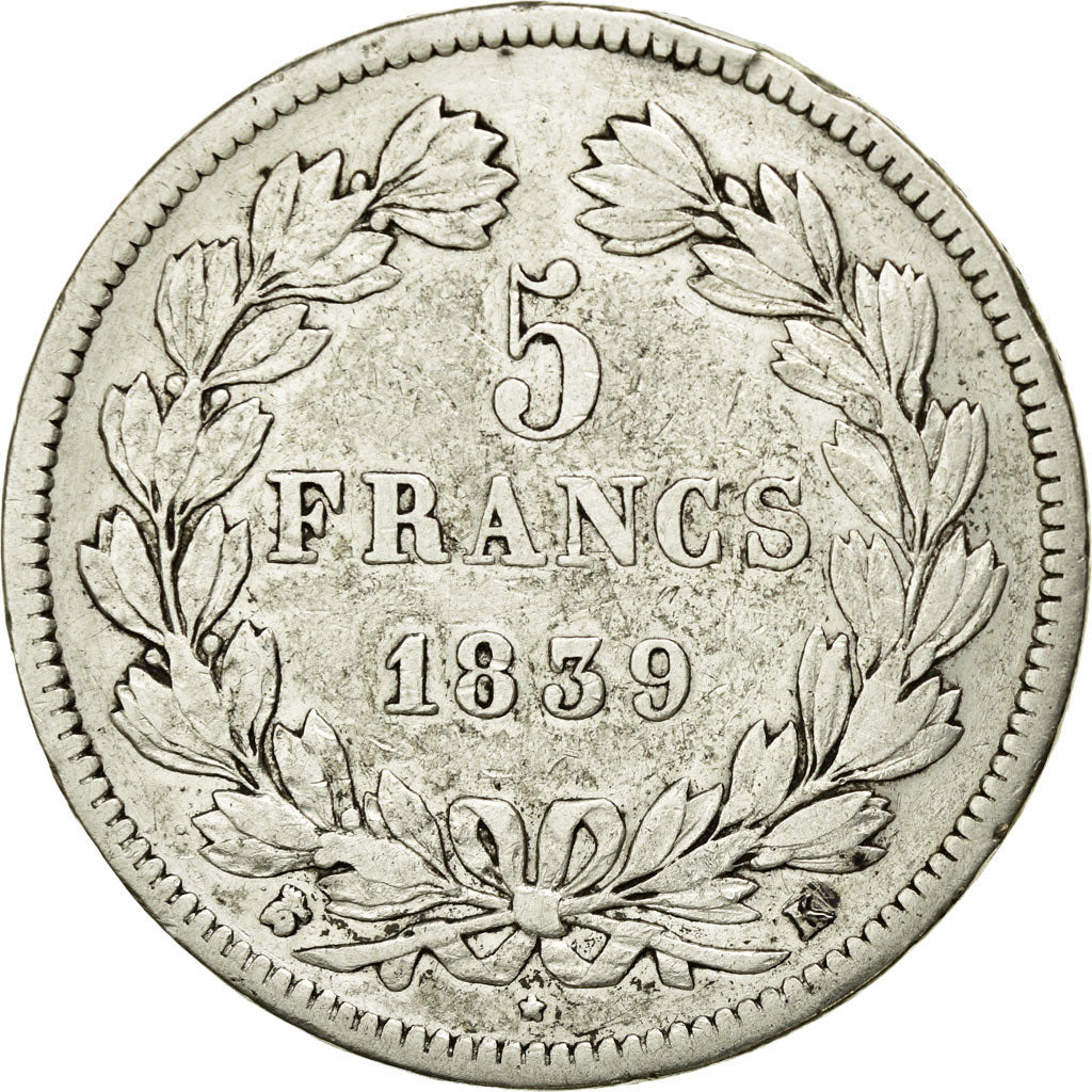 Coin, France, Louis-Philippe, 5 Francs, 1839, Bordeaux, VF(30-35), Silver