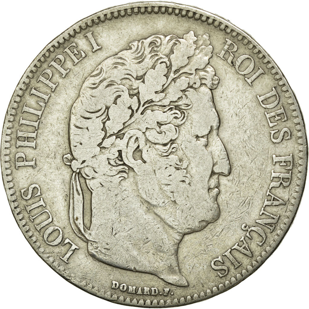 Moneta, Francia, Louis-Philippe, 5 Francs, 1832, Lyon, MB, Argento, KM:749.4
