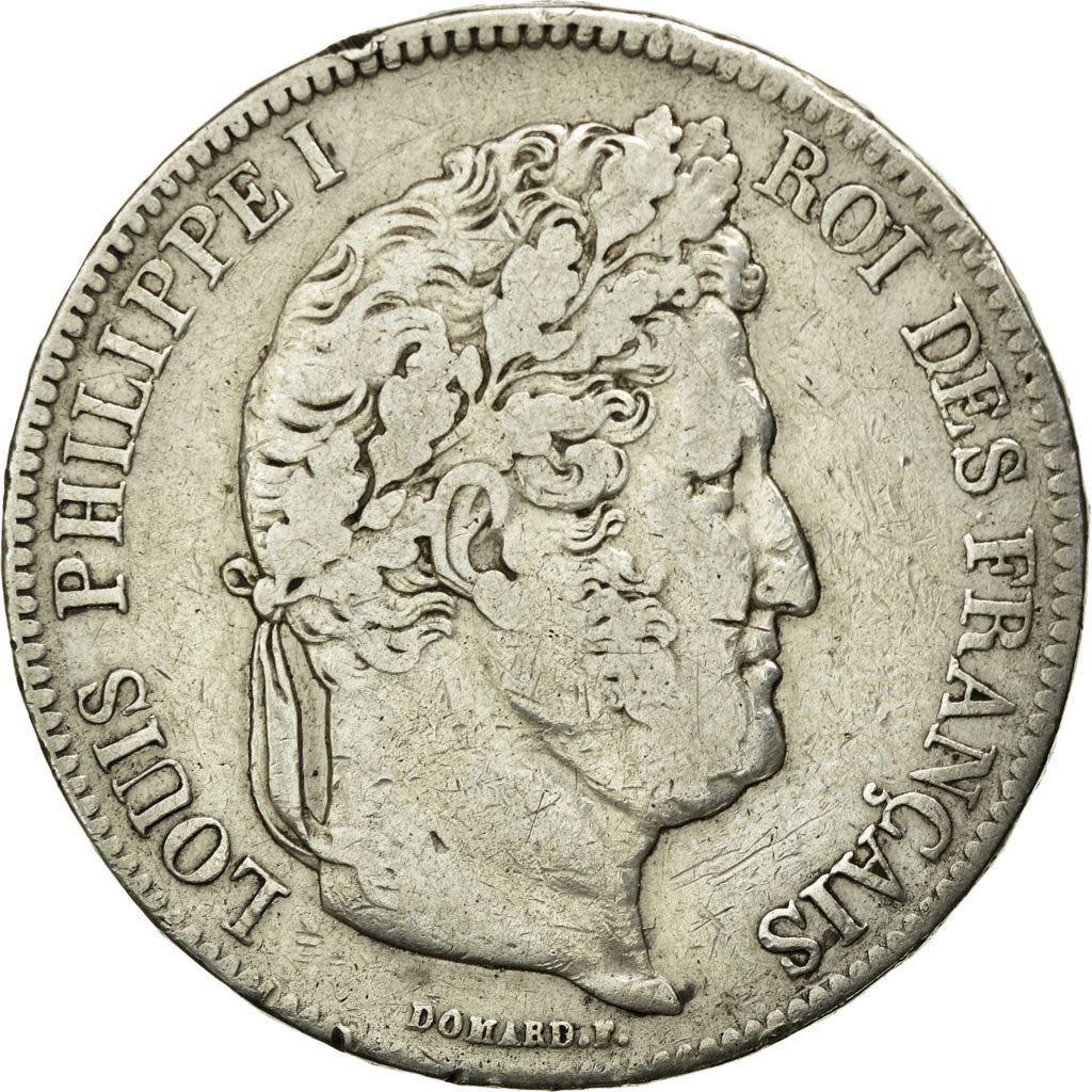 Moneda, Francia, Louis-Philippe, 5 Francs, 1832, Strasbourg, BC+, Plata