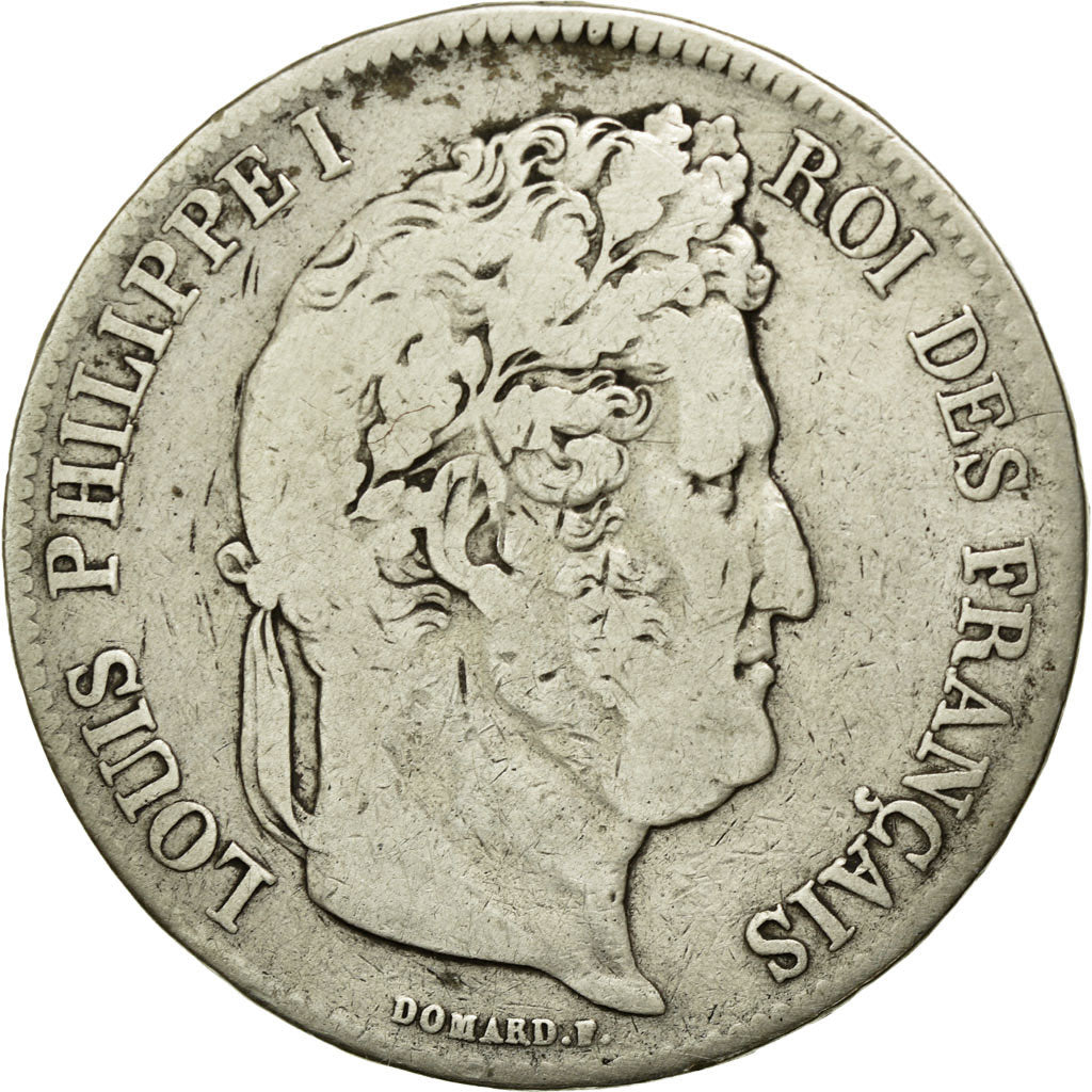 Moneda, Francia, Louis-Philippe, 5 Francs, 1836, Lille, BC+, Plata, KM:749.13