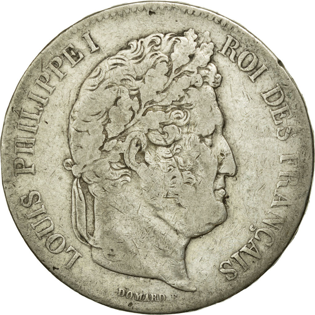 Moneda, Francia, Louis-Philippe, 5 Francs, 1835, Lyon, BC+, Plata, KM:749.4