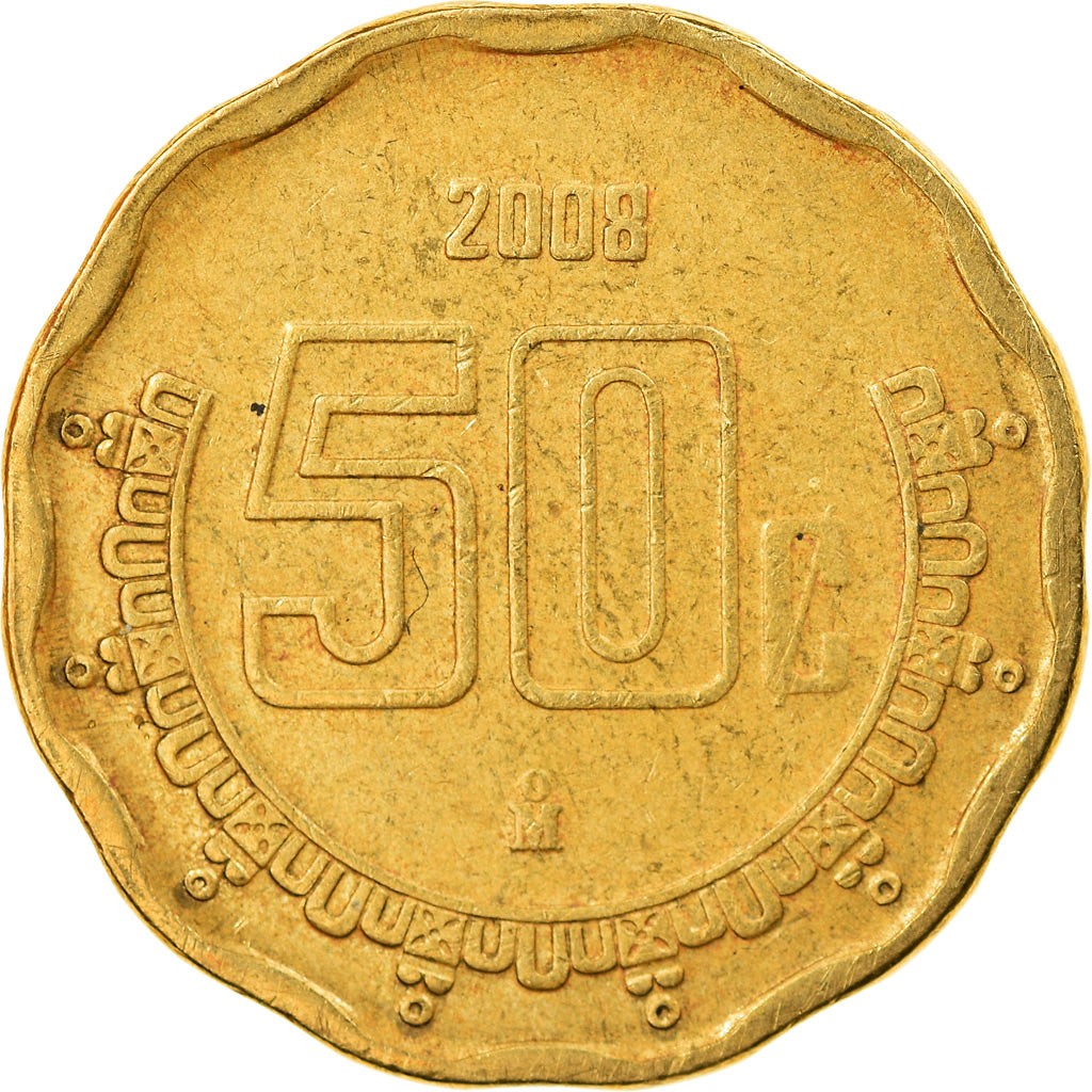 Coin, Mexico, 50 Centavos, 2008, Mexico City, EF(40-45), Aluminum-Bronze, KM:549