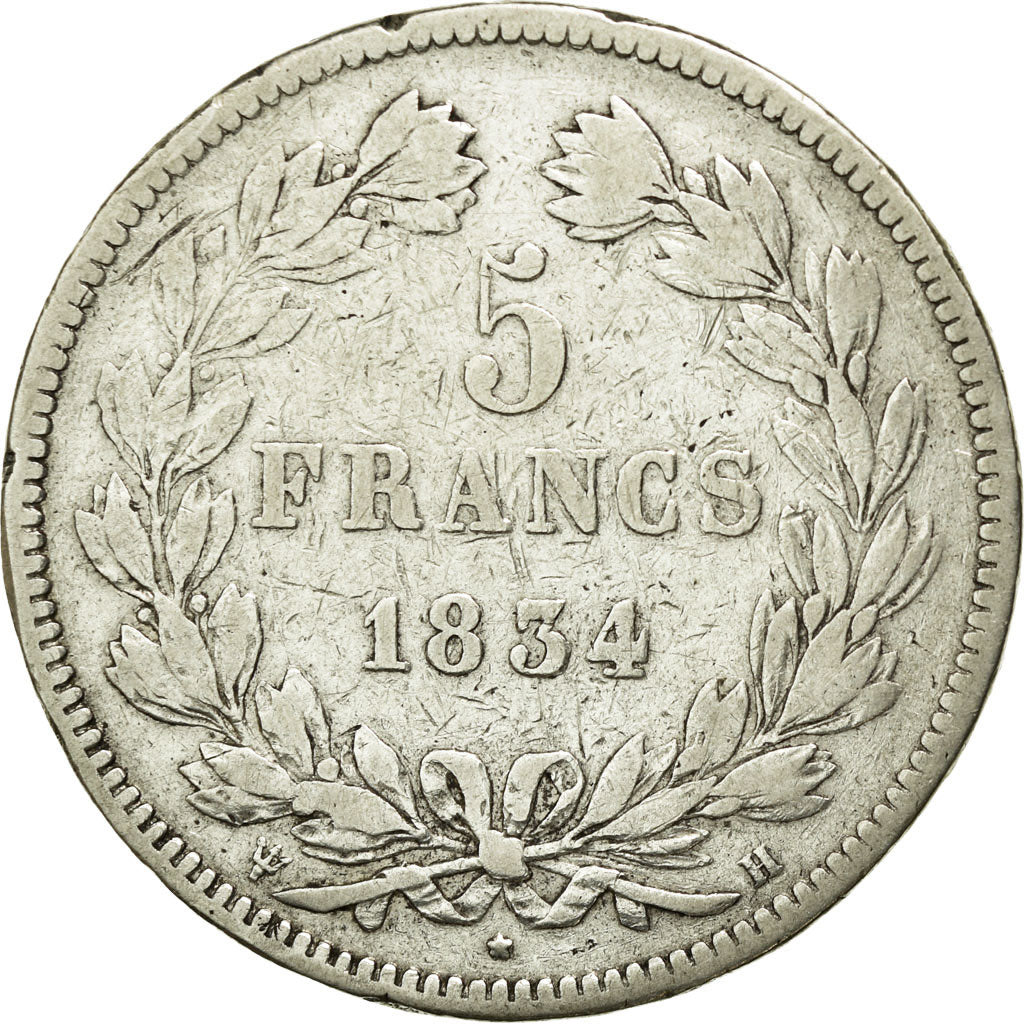Coin, France, Louis-Philippe, 5 Francs, 1834, La Rochelle, VF(30-35), Silver