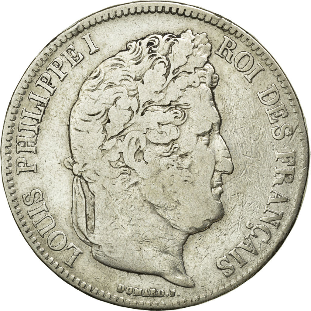 Moneda, Francia, Louis-Philippe, 5 Francs, 1832, Nantes, BC+, Plata, KM:749.12