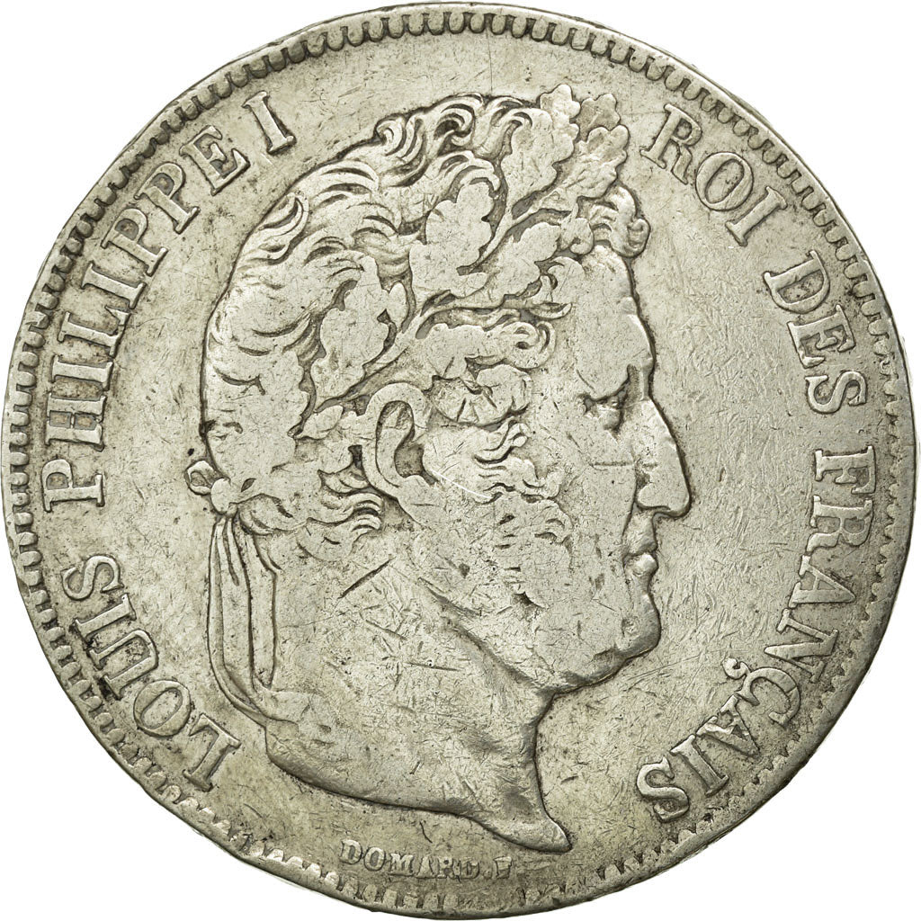 Moneta, Francia, Louis-Philippe, 5 Francs, 1834, Rouen, MB, Argento, KM:749.2
