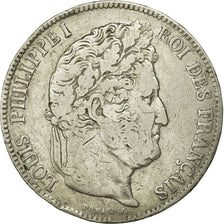 Moneta, Francia, Louis-Philippe, 5 Francs, 1834, Rouen, MB, Argento, KM:749.2