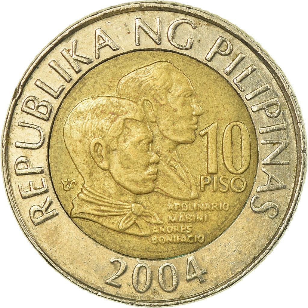 Munten, Fillipijnen, 10 Piso, 2004, Manila, FR+, Bi-Metallic, KM:278
