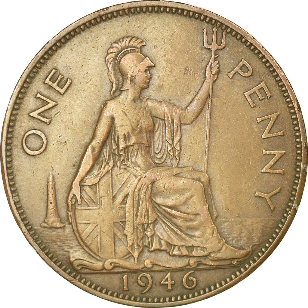 Moneta, Gran Bretagna, George VI, Penny, 1946, BB, Bronzo, KM:845