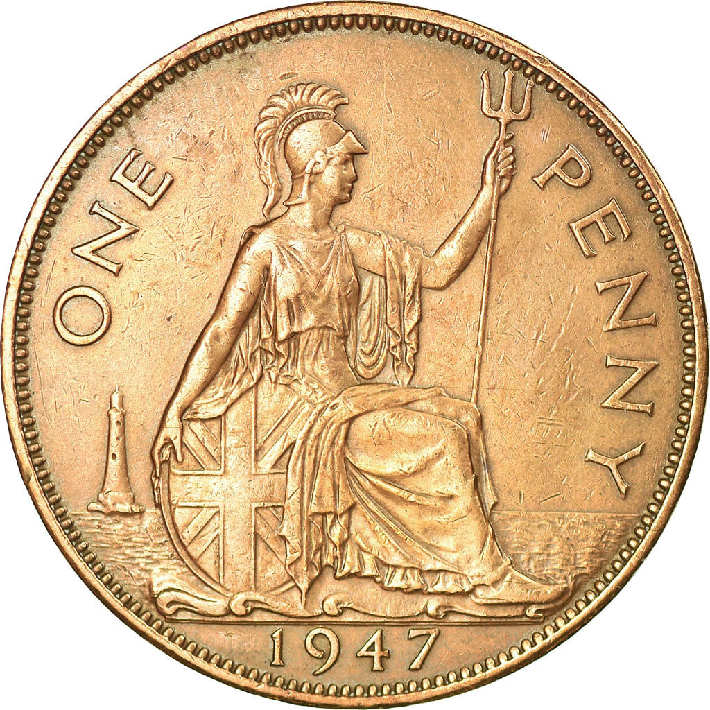 Coin, Great Britain, George VI, Penny, 1947, AU(50-53), Bronze, KM:845