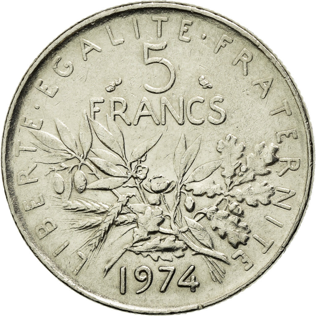 Coin, France, Semeuse, 5 Francs, 1974, Paris, AU(55-58), Nickel Clad