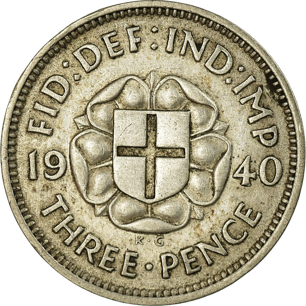 Coin, Great Britain, George VI, 3 Pence, 1940, EF(40-45), Silver, KM:848