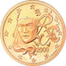 França, Euro Cent, 2000, Proof, MS(65-70), Aço Cromado a Cobre, KM:1282