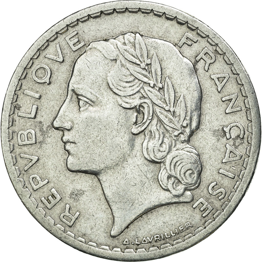 Coin, France, Lavrillier, 5 Francs, 1945, Beaumont le Roger, EF(40-45)