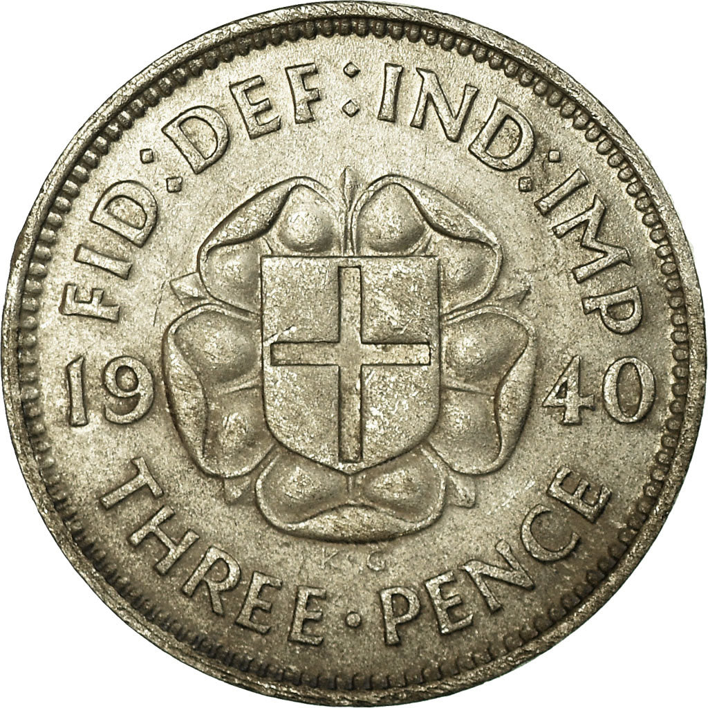 Munten, Groot Bretagne, George VI, 3 Pence, 1940, ZF, Zilver, KM:848