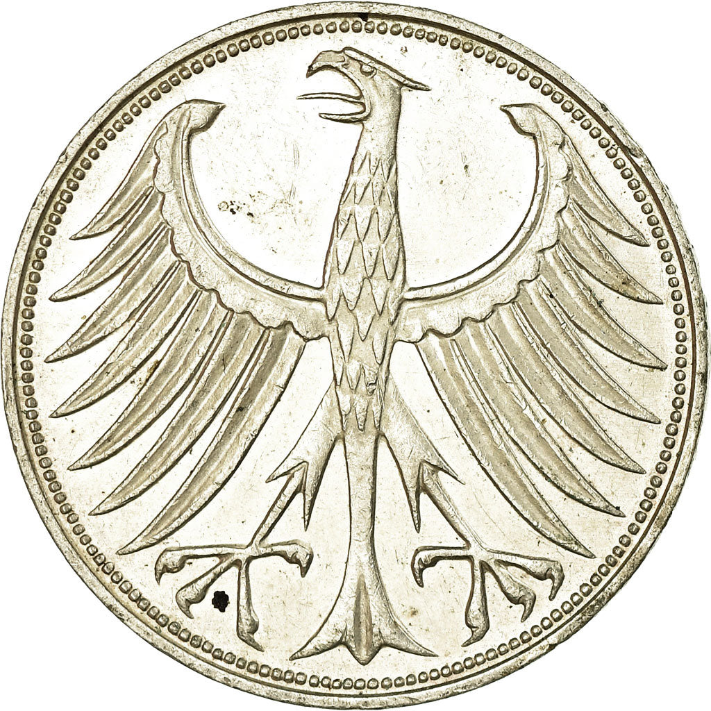 Coin, GERMANY - FEDERAL REPUBLIC, 5 Mark, 1970, Karlsruhe, EF(40-45), Silver