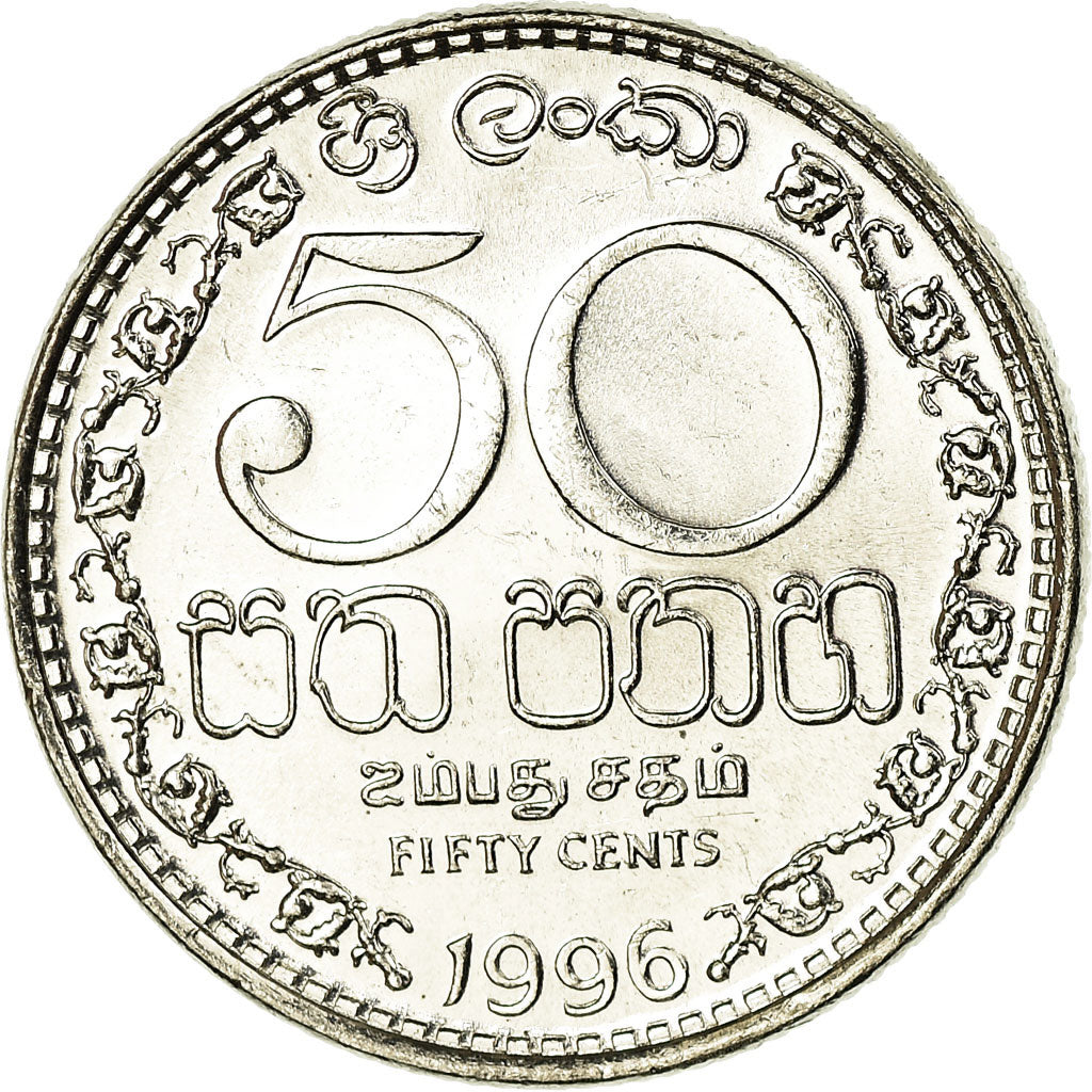 Coin, Sri Lanka, 50 Cents, 1996, AU(55-58), Nickel plated steel, KM:135.2a