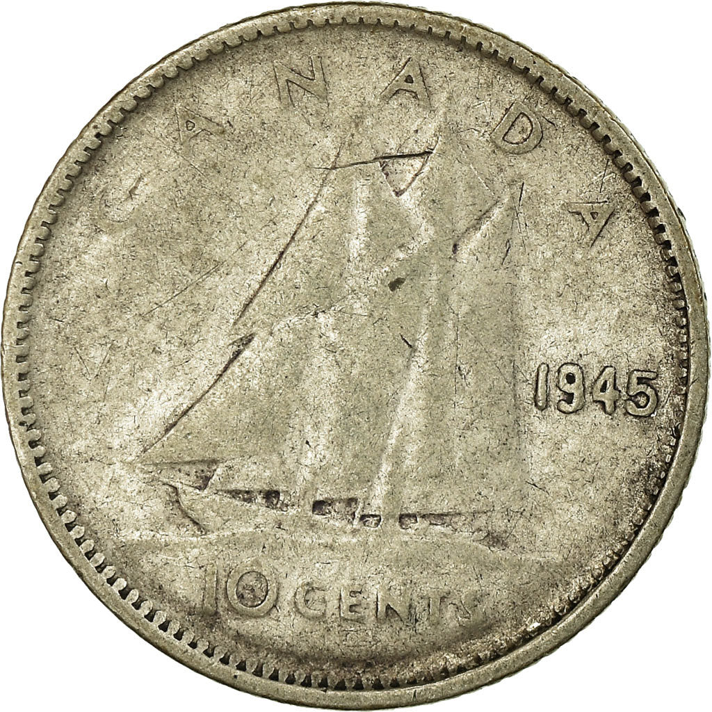 Monnaie, Canada, George VI, 10 Cents, 1945, Royal Canadian Mint, Ottawa, TB