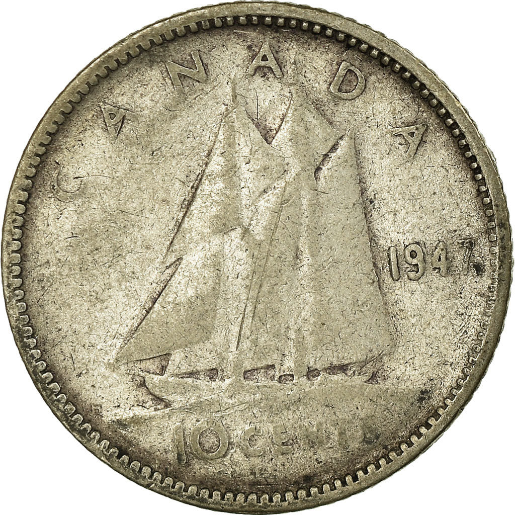 Monnaie, Canada, George VI, 10 Cents, 1947, Royal Canadian Mint, Ottawa, TB+