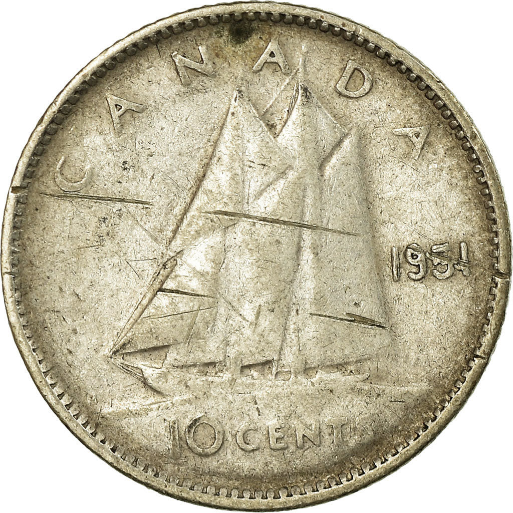Monnaie, Canada, George VI, 10 Cents, 1951, Royal Canadian Mint, Ottawa, TTB