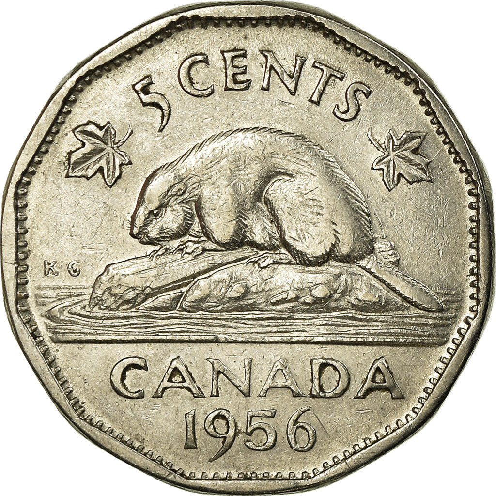 Coin, Canada, Elizabeth II, 5 Cents, 1956, Royal Canadian Mint, Ottawa