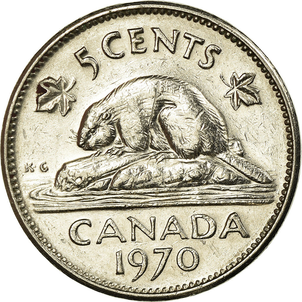 Moneta, Canada, Elizabeth II, 5 Cents, 1970, Royal Canadian Mint, Ottawa