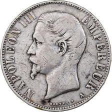 Francia, Napoleon III, 5 Francs, 1855, Paris, Plata, BC+, Gadoury:734, KM:782.1