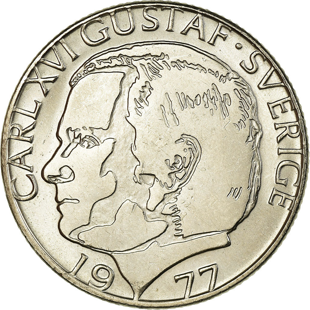Coin, Sweden, Carl XVI Gustaf, Krona, 1977, AU(55-58), Copper-Nickel Clad