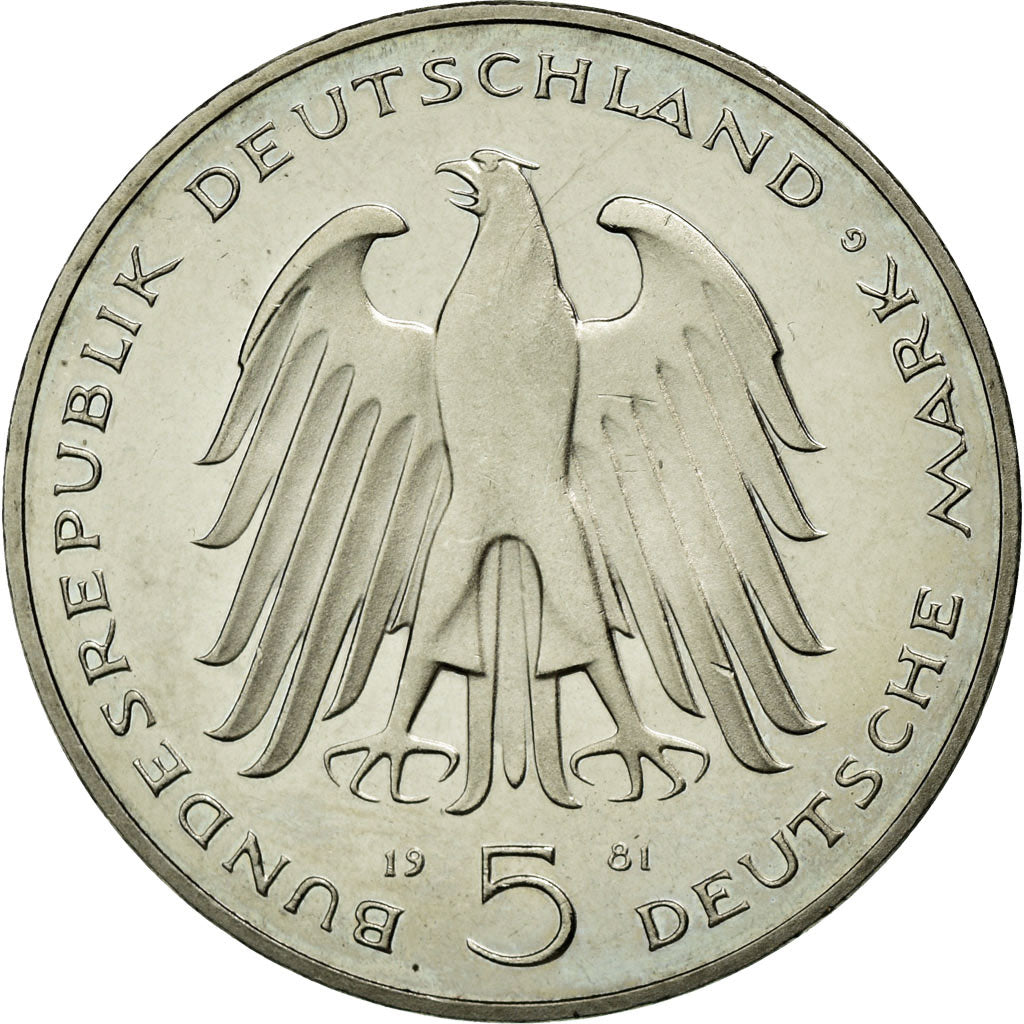 Coin, GERMANY - FEDERAL REPUBLIC, 5 Mark, 1981, Karlsruhe, Germany, MS(60-62)